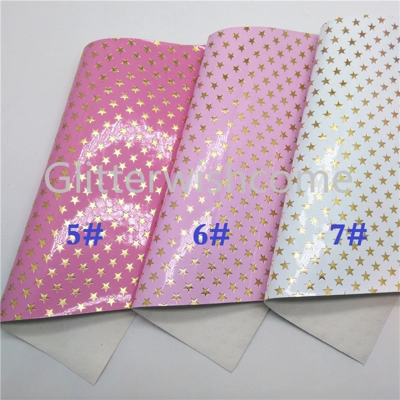 Glitterwishcome 21X29 см A4 Размер золотые звезды точки тисненая искусственная кожа ткань, синтетическая кожа ткань листы для бантов, GM461B