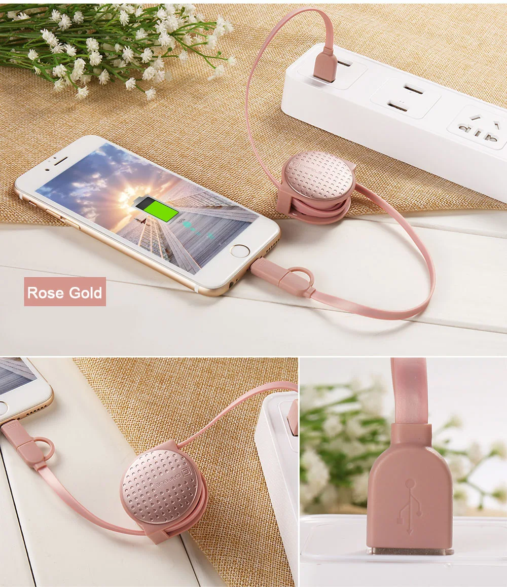 CAFELE 1M Творческий круглая крышка выдвижной 8 Pin Micro USB кабель для быстрой зарядки и передачи данных
