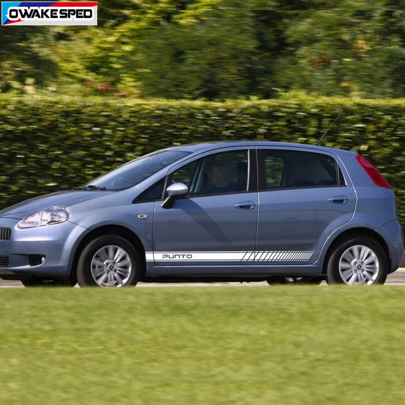 2pcs Car Side Skirt Stripes Sticker Auto Body Door Vinyl Film Decals For-FIAT Punto DIY Automobiles Decor Car Tuning Accessories (2)