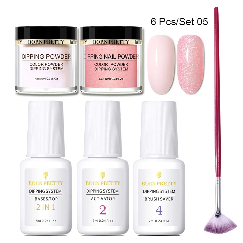 BORN PRETTY 6 шт. погружающийся порошок для ногтей набор голографический розовый Dip блеск для ногтей порошок пигмент украшения для ногтей - Цвет: Set 5