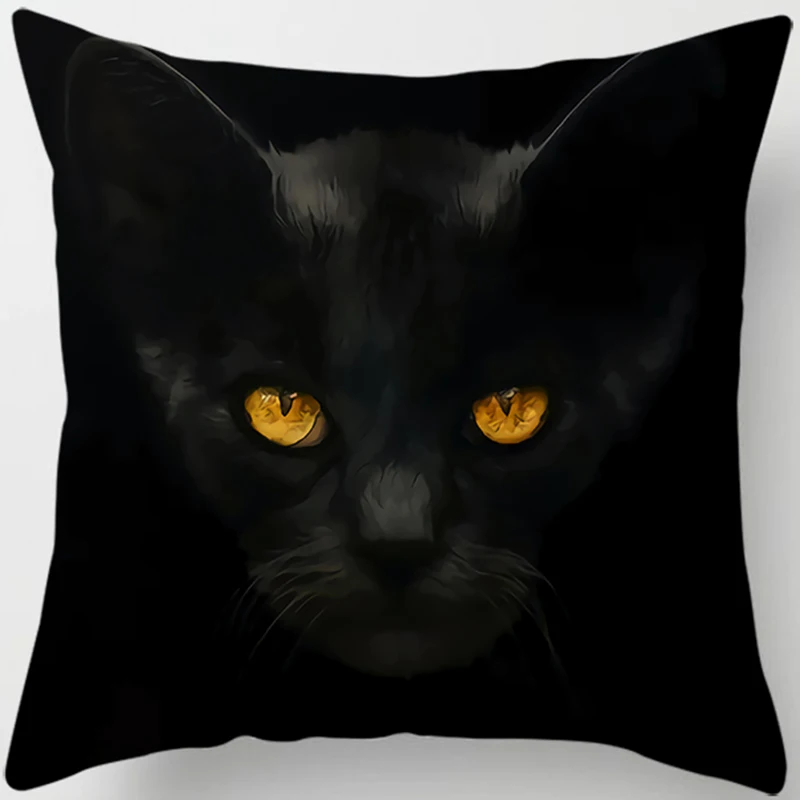 seat cushions Black cat printing square pillowcase, home decoration, car sofa cushion cover 45*45cm outdoor chair cushions