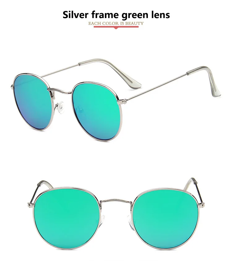 cute sunglasses Fashion Small Round Metal Frame Sunglasses Men and Women Vintage Retro Dazzle Color Reflective Ladies Brand Sun Glasses UV400 designer sunglasses for women