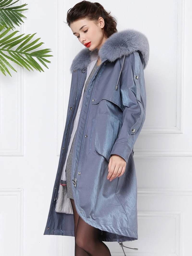 

Real Fur Coat Female Real Rabbit Fur Liner Parka Winter Jacket Women Fox Fur Collar Warm Long Jackets Chaqueta Mujer MY