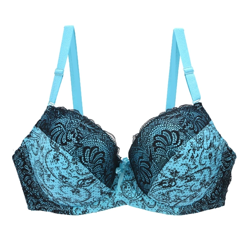 New Sexy Lace Push Up Bras For Women Plus Size Female Plunge Bow Floral Lingerie D DD EF Full Cup Brassiere 1
