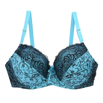 New Sexy Lace Push Up Bras For Women Plus Size Female Plunge Bow Floral Lingerie D DD EF Full Cup Brassiere 1