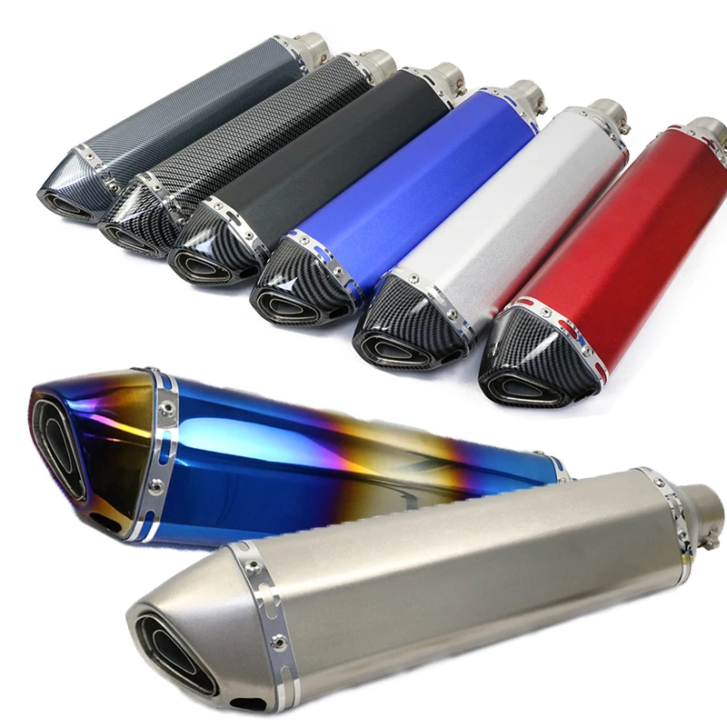 470mm Long Motorcycle 51MM Exhaust Pipe With Muffler Moto Bike Pot Escape For Dukati 696 848