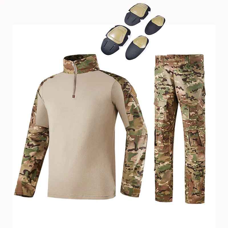 Армейская Военная Униформа камуфляж тактический боевой костюм страйкбол военная игра одежда рубашка+ брюки налокотники наколенники - Цвет: CP