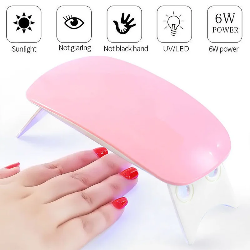 Portable Mini 6W LED Lamp Nail Dryer USB Charge 30s 60s Timer Light Quick Dry Nails Gel Manicure For Art Tools | Красота и здоровье