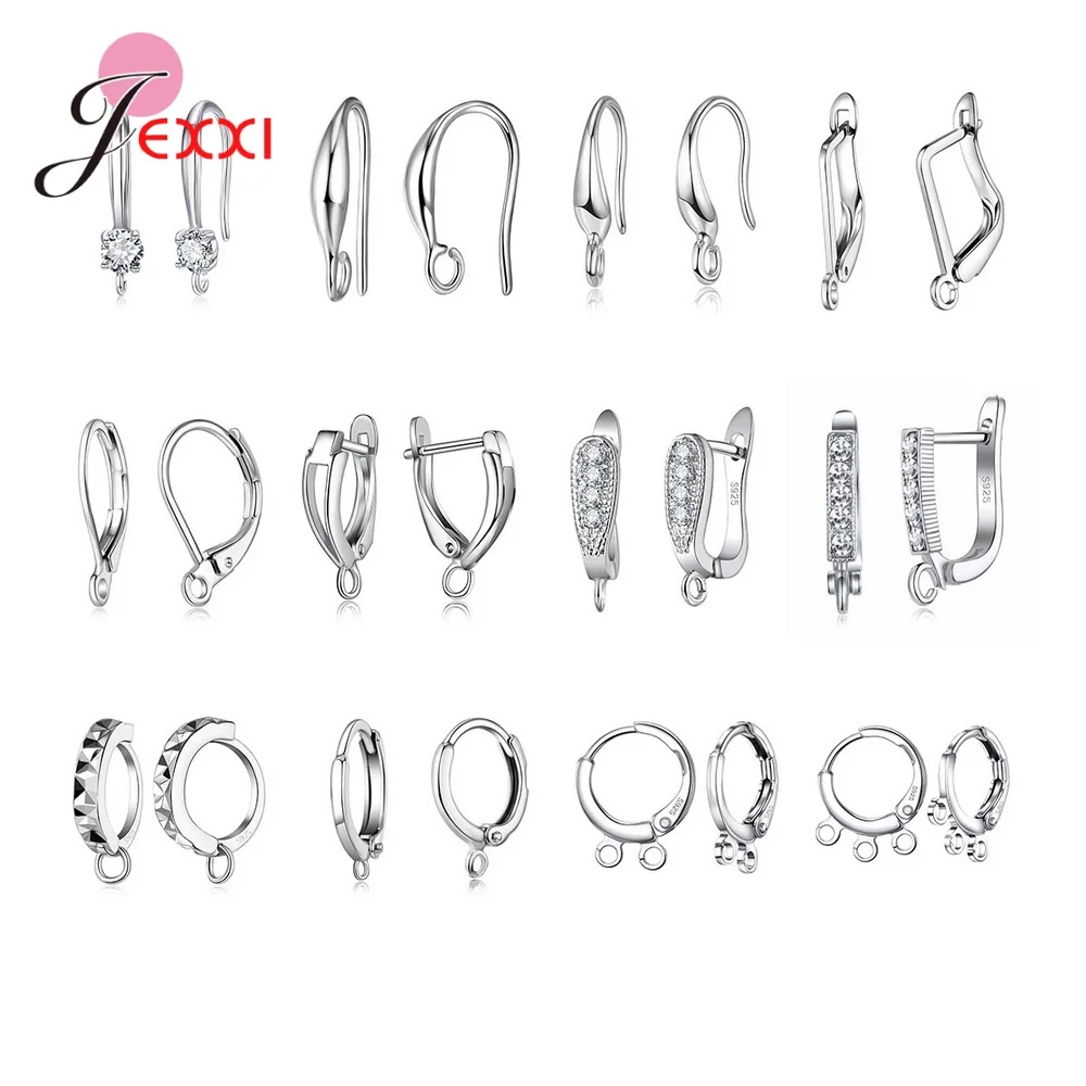 

High Quality Genuine 925 Sterling Silver Earring Findings For Women Girls 12 Paris In One Parcel 1 Pair Per Each Style DIY