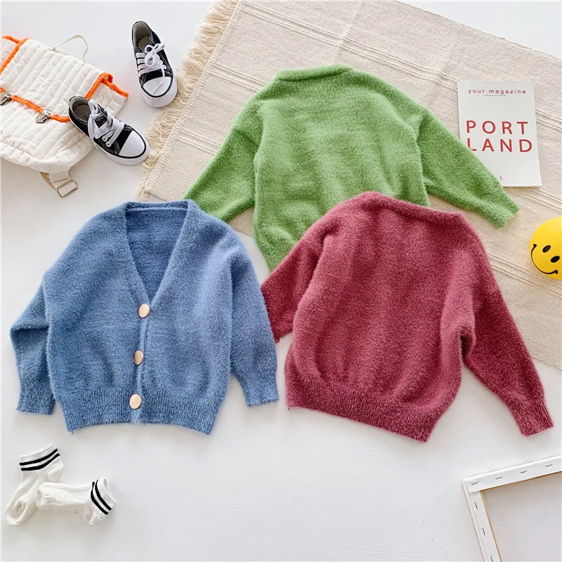 WLG kids jacket boys girls spring autumn green blue red thick v-neck long sleeve coat baby casual all match outerwear