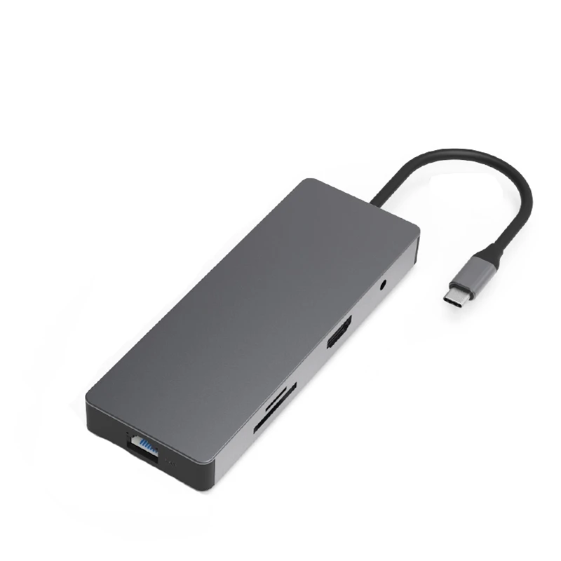Blueendless HC901A USB 3.0 Type-C 9 in 1 Multifunction USB Hub SD/TF Card Reader RJ45 Type-C PD Interface Adapter for NoteBook