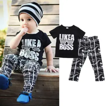 

2pcs Baby Boy T-shirt Tops Pants Leggings Outfit Toddler Kids Summer Clothes Set