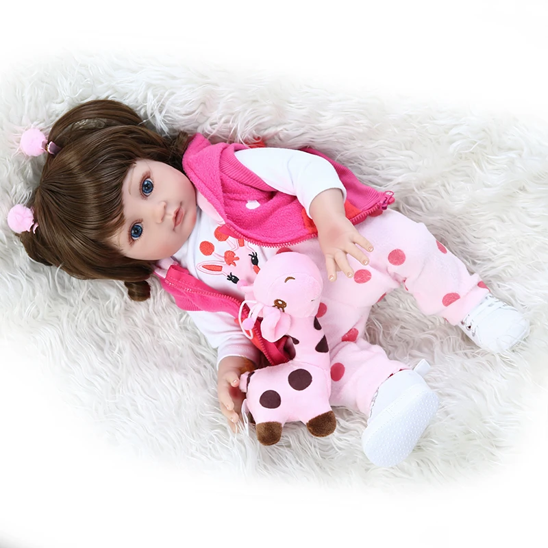 48 см мини Жираф Reborn baby girl Кукла настоящая силиконовая виниловая Boneca Reborn DIY игрушка локоны имитация ванны кукла для детей