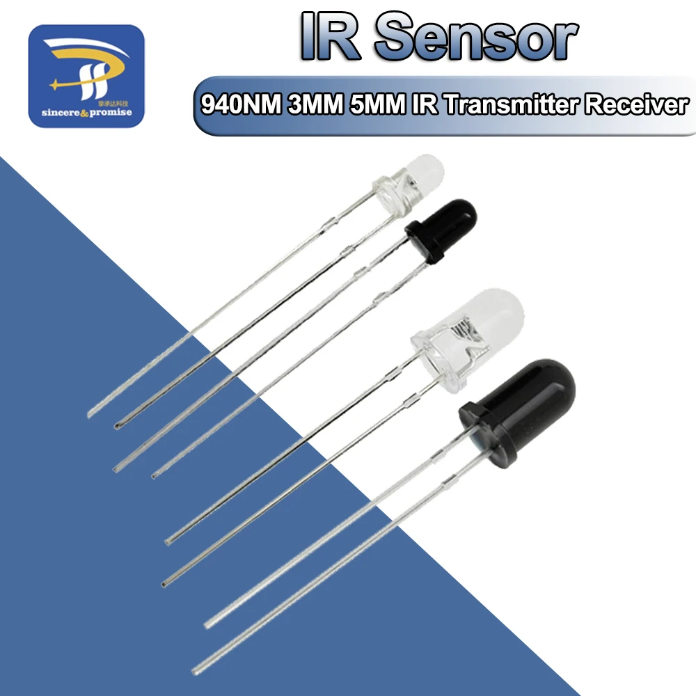10PCS 5mm 940nm IR Infrared LED Diodes Lamp Transmitting Receiving Tube IR Light Emitting Diode Transmitter Receiver