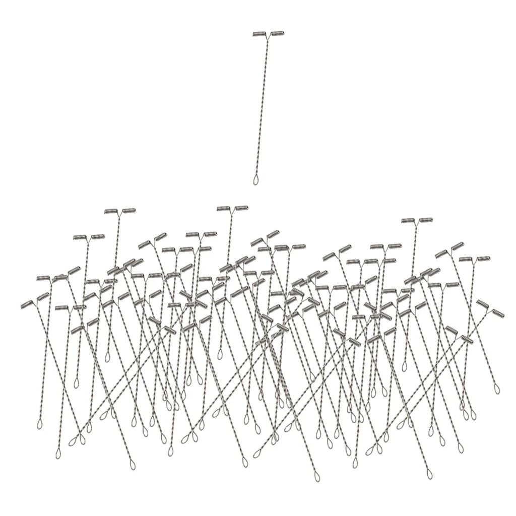 100 Pcs Stainless Steel Fishing Balance Hook T-shape Twisted Fishing Swivel String Hooks Fishing Accessories Pesca