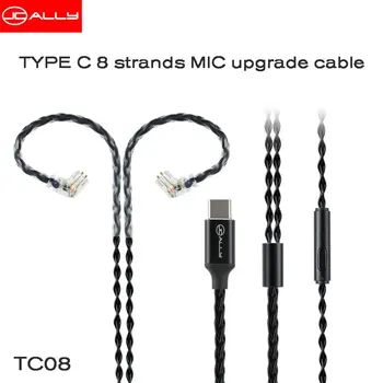 

JCALLY TC08 Silver Plated Upgrade Cable TYPE-C With MIC HIFI Sport Music Wire for KZ CCA TFZ MMCX 2 Pin 0.75/0.78 EDX SA08 ZSX