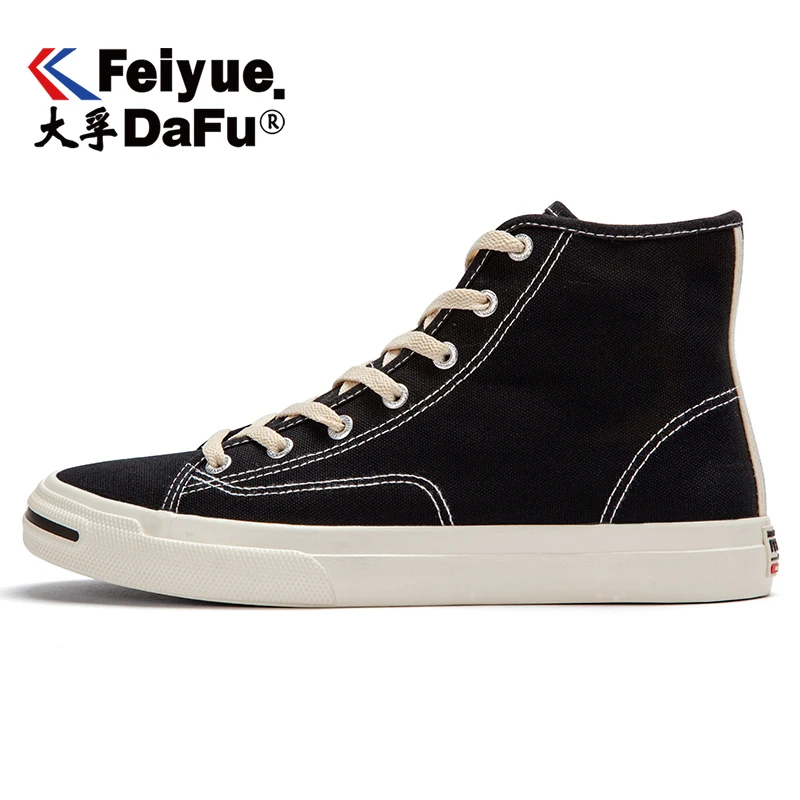 

New Feiyue Canvas Shoes High-top Man Women Shoes Breathable Vulcanized Sneakers Black Simple Skateboarding Flats Free Shipping