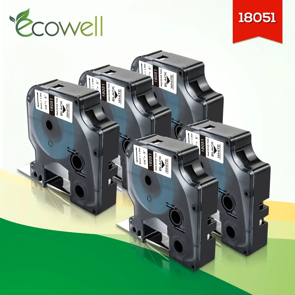 Промышленные термоусадочные трубки Ecowell 6 мм 18051 совместимы с Dymo Rhino 3000 4200 5000 5200 6000