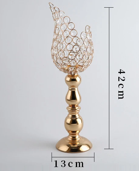 42cm gold Хрустальный подсвечники для чайника кофейный, обеденный столик центральные металлические подсвечники стенд свадебное украшение на Хэллоуин, Рождество - Цвет: 42cm gold