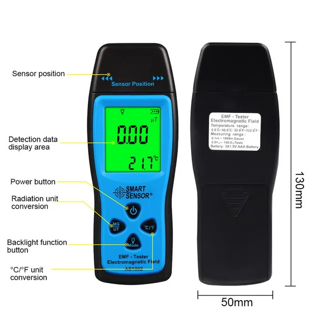 Junejour emf meter handheld electromagnetic field radiation detector  digital lcd display