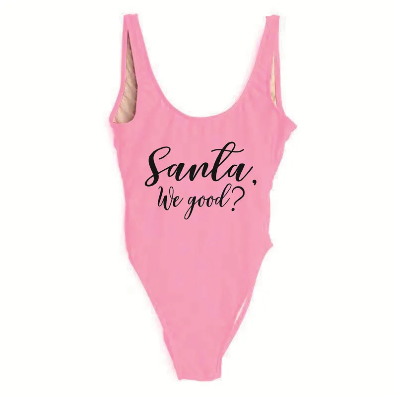 Сплошной купальник с надписью Santa We Good на спине сексуальный женский купальный