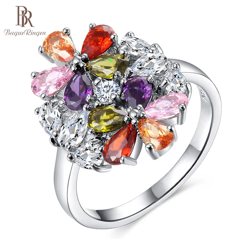 Женское кольцо с цветком Bague Ringen ювелирное изделие из серебра 925 пробы разных