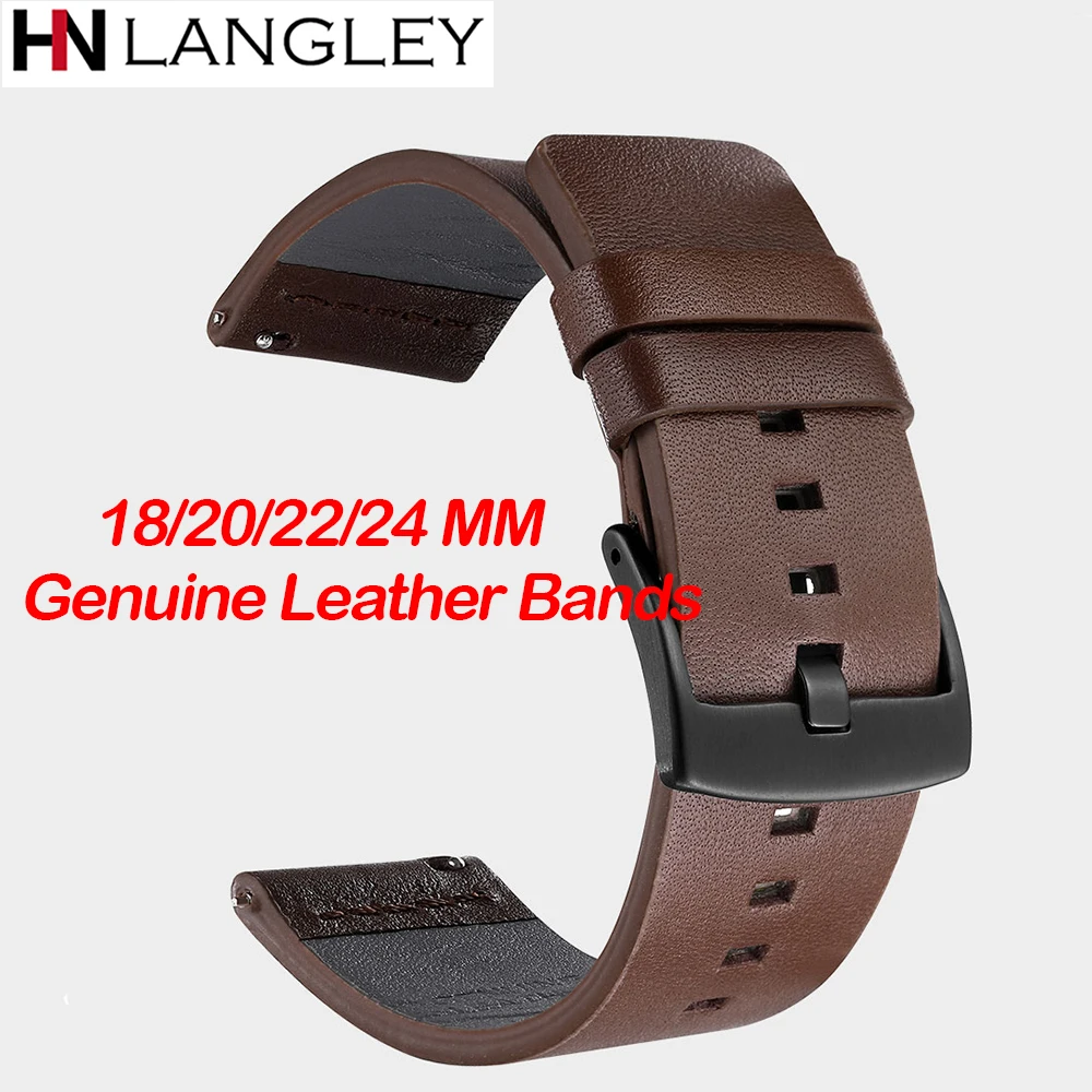 

Genuine Leather Watch band for Samsung Galaxy Watch Active 42 46mm Gear S3 S2 Sport Watch Band Quick Release 18/20/22/24 mm