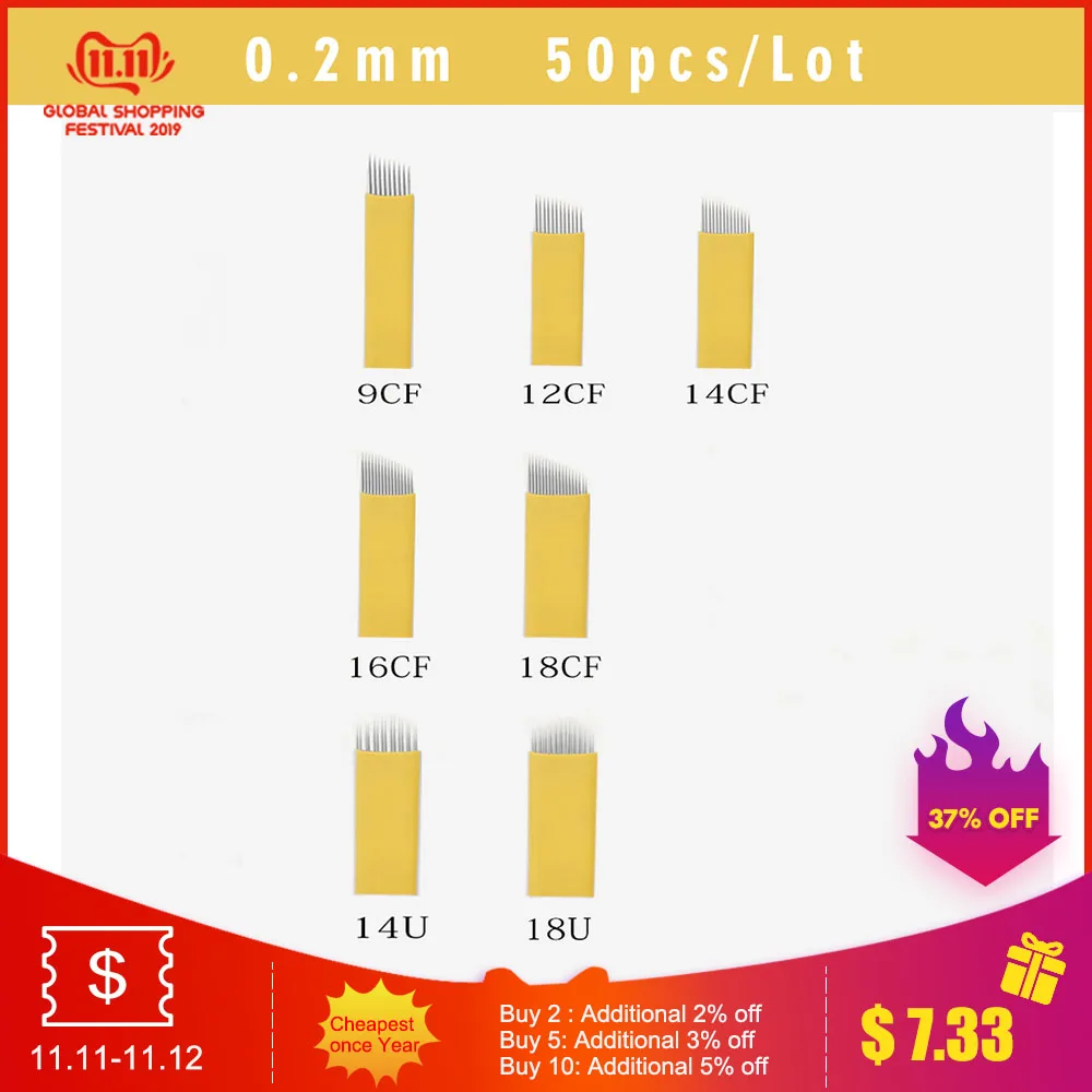 

Biomaser 50pcs Permanent Makeup Eyebrow Tatoo Blade Microblading Needles For 3D Embroidery Manual Tattoo Pen