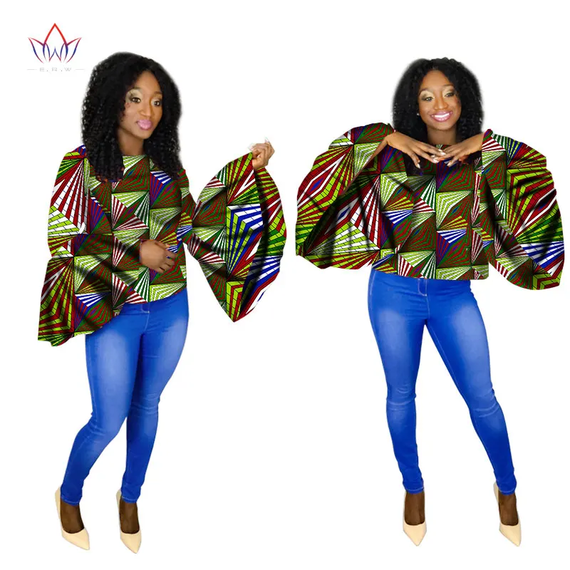 5 Летние любимый распродажа Африканский женщин Костюмы 6xl Dashikis другие пикантные Клубные Топы корректирующие О-образным вырезом плюс размер хлопка ни печати WY1505 - Цвет: 5