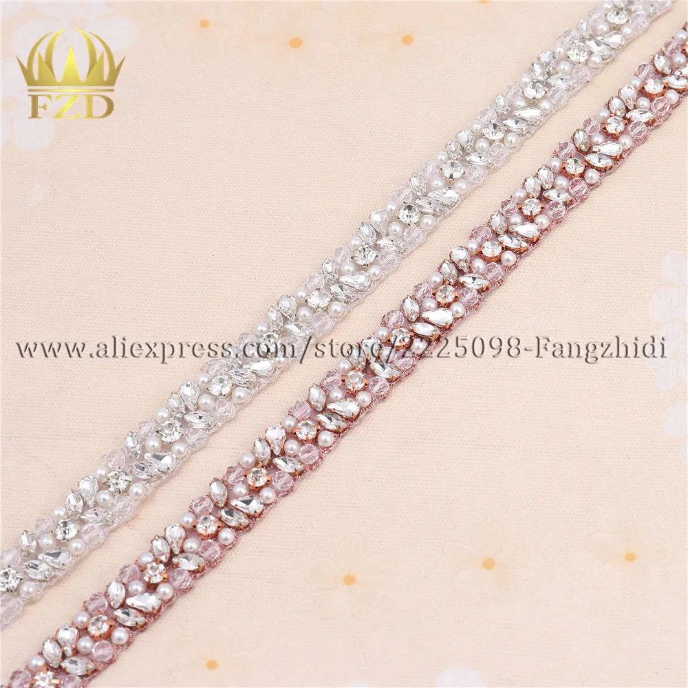 

FZD 10 Yard Rhinestone Beaded Hot Fix Crystal Rhinestone Applique Sewing on Beaded Decoration for Wedding Waistband Belt Garment