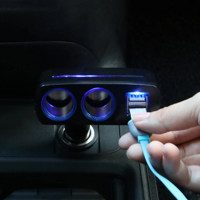 Двойной USB зарядное устройство 2 Way розетка для автомобильного прикуривателя сплиттер адаптер DC 12 V/24 V Универсальный GV99