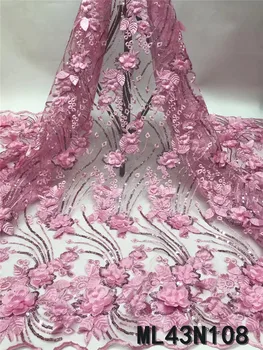 

BEAUTIFICAL High quality nigerian wedding 3d lace fabrics beads embroidery french flower lace african 3d ML43N108