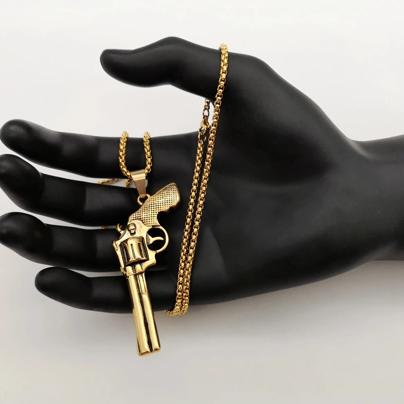 Мужское ожерелье с подвеской пистолетом из нержавеющей стали 316L|men pendant|gun