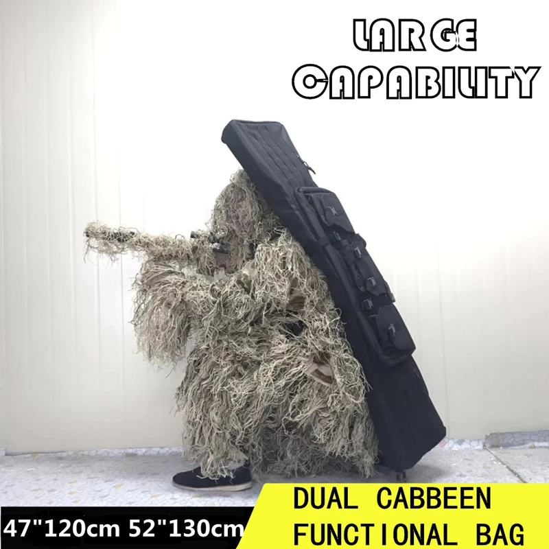 

Black 120cm/130cm Tactical Hunting Backpack Dual Rifle Square Carry Bag with Shoulder Strap Gun Protection Case Backpack