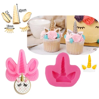 

Mini Unicorn Mold Unicorn Ears Horn Silicone Cake Fondant Mold Cupcake Toppers Fondant Chocolate Mold for Kids birthday Party