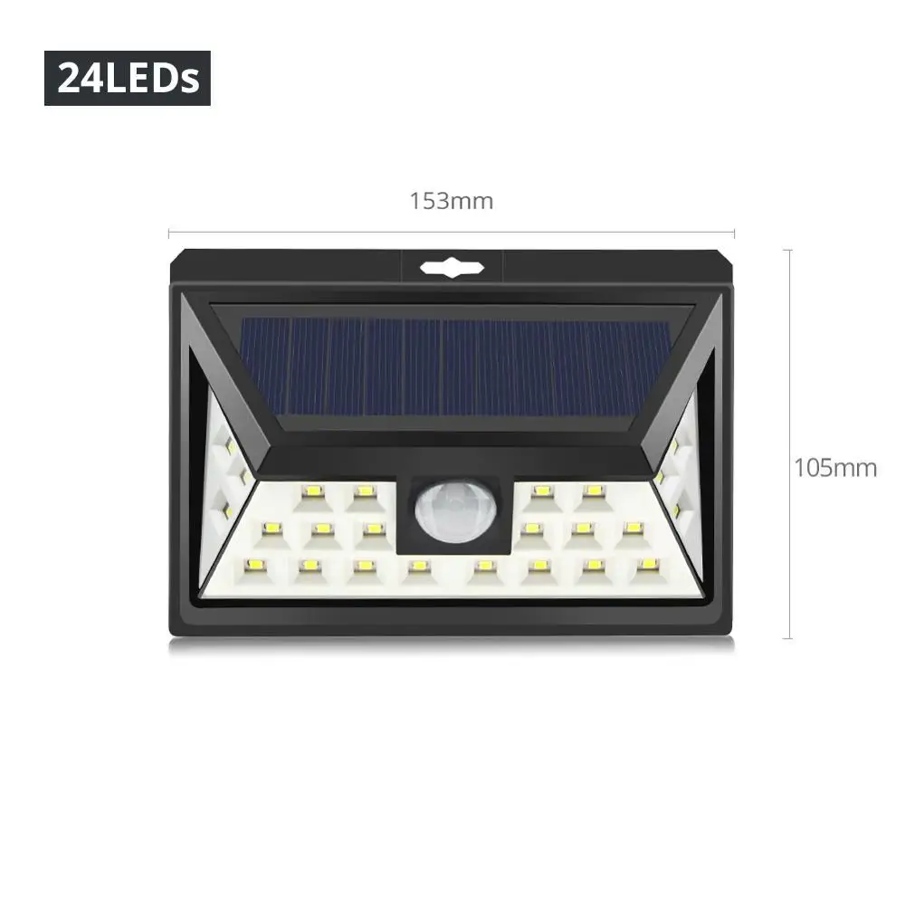 24 LEDs 3MODE Солнечная энергия перезаряжаемый настенный светильник PIR датчик движения водонепроницаемый на открытом воздухе Сад Двор безопасность лампа беспроводной Солнечный садовый светильник - Испускаемый цвет: 24 LEDs 3MODE