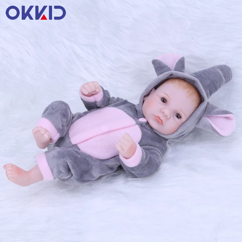 OKKID Reborn 10 дюймовые мини куклы для девочек силиконовая кукла всего тела 28 см