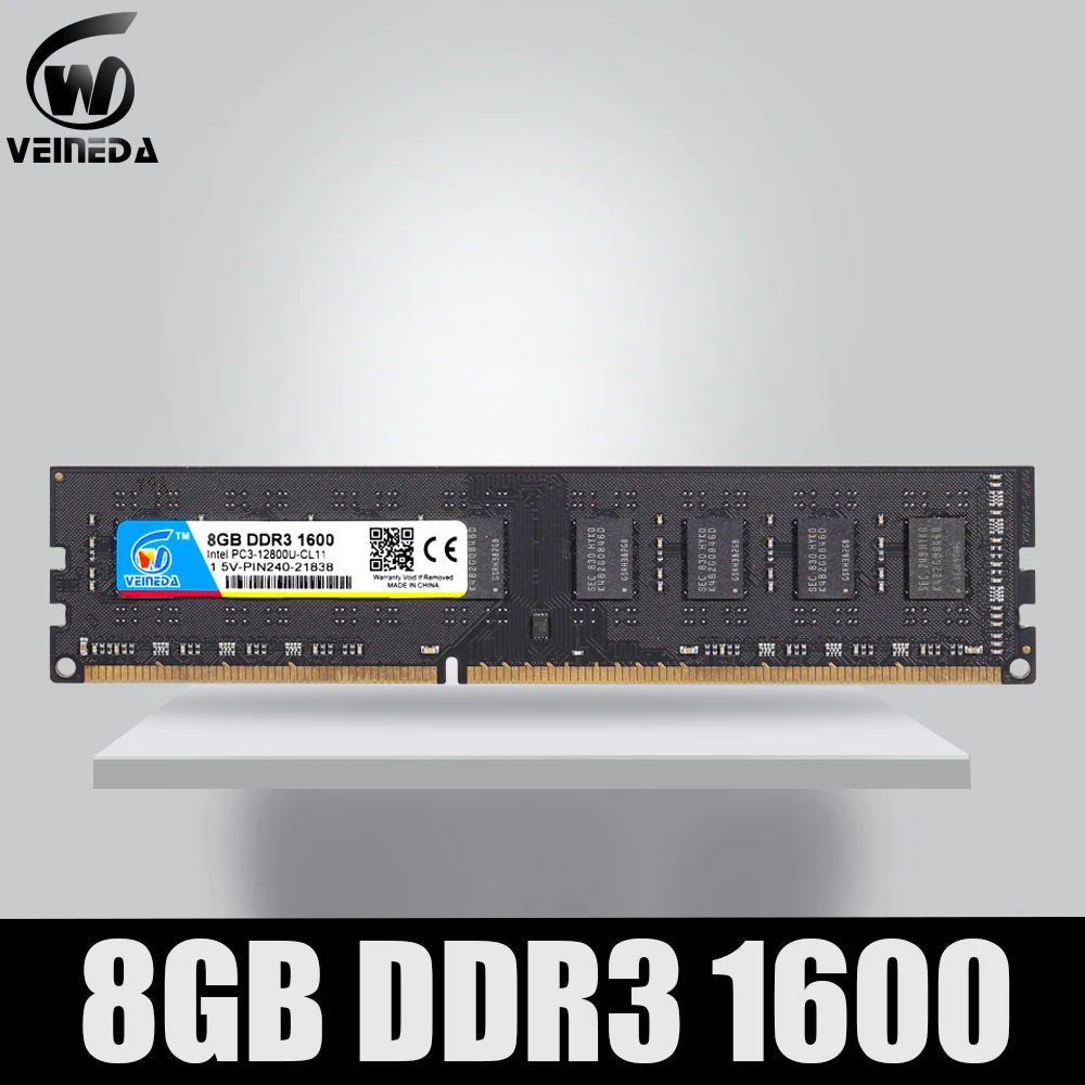 VEINEDA DDR3 8 Гб 1333 PC3-10600 240PIN Dimm Ram совместимый 8 ГБ ddr3 1600 PC3-12800 для AMD Intel DeskPC