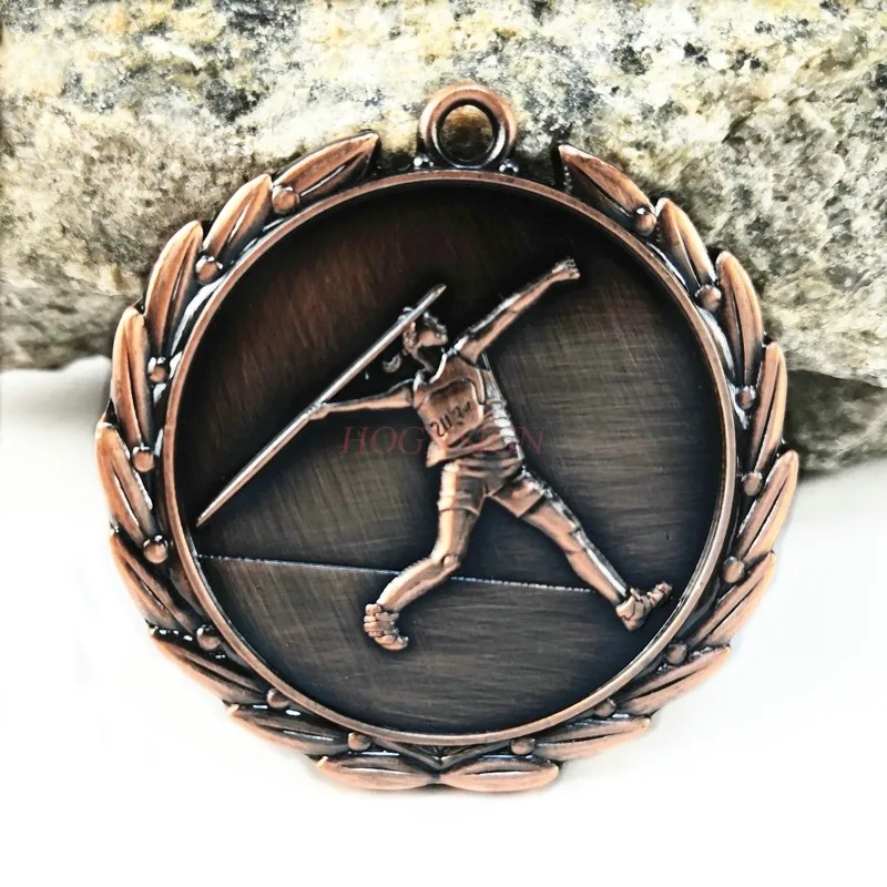 

Medal javelin Sports javelin competition metal medal gold foil medal gold and silver bronze school factory sports medal