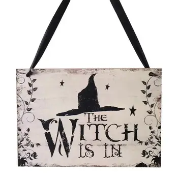 

Halloween Welcome Sign Hanging Tag with Witch Hat Pattern Decoration Props for Door Window Halloween Decorations