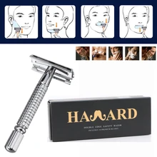 HAWRAD Мужская бритва из нержавеющей стали с двойным краем, безопасная бритва с 1 ручкой, 10 лезвий с двойным краем, подарочная коробка