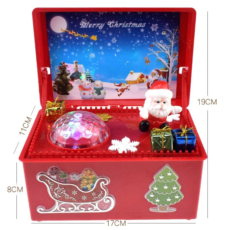 Large Christmas Plastic Music Box Glowing In The Dark With Snow Globe Santa Claus Music Box Christmas Gift For Children Toy