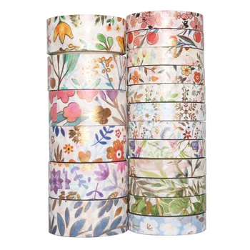 

18Pcs/Pack Colourful Flower Gold Washi Masking Tape Set Diy Decor Scrapbooking Sticker Masking Paper Decoration Tape Adhesive
