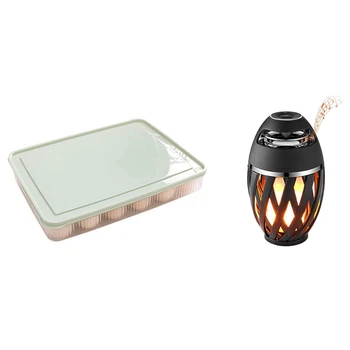 

1 Set Bluetooth Wireless Speaker,Led Flame Light Speaker Flicker Light & 1 Pcs Egg Storage Box 24 Grid Eggs Holder