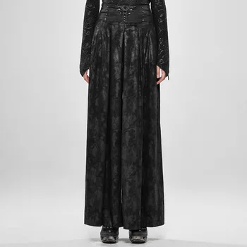 

PUNK RAVE Women's Steampunk Last Magician Wide Leg Pants Metal Zipper Ancient Waist Women Wide Leg Pants