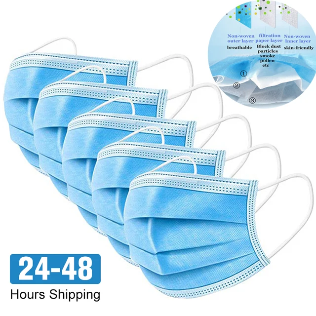 US $10.02  10-100pcs Protective Masks Disposable 3 ply mascara Anti Dust Flu Windproof Antivirus Bacteria Brea