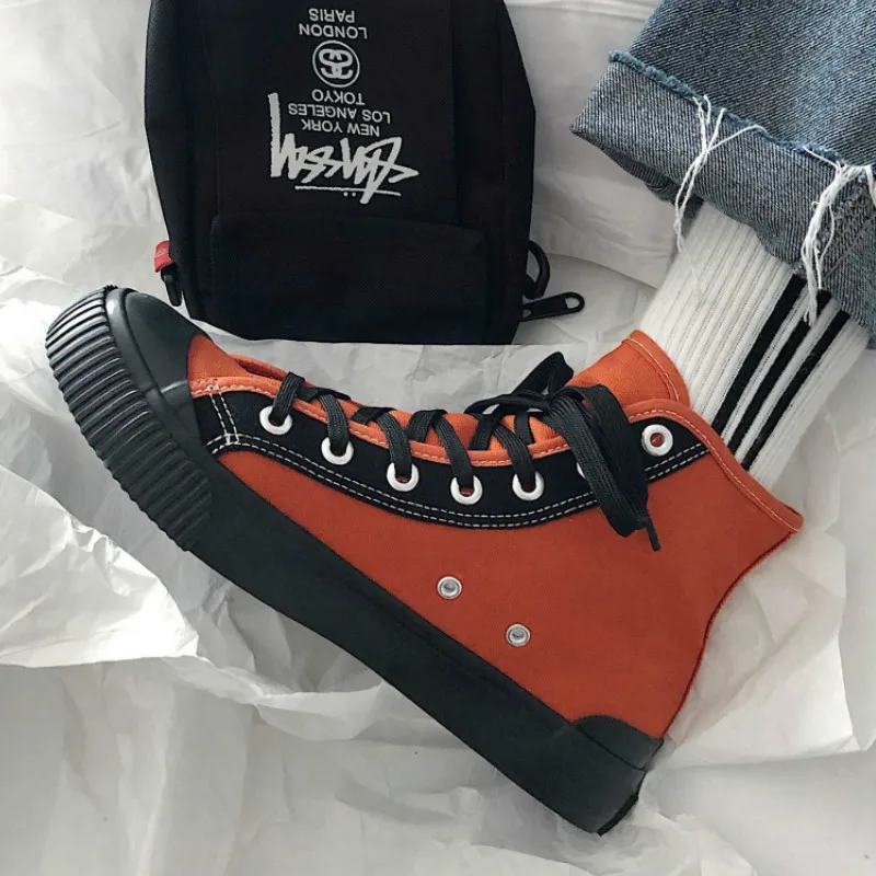 

White high top sports men designer sneakers fashion High upper canvas shoes autumn summer skateboard shoes skate outdoor L2-13