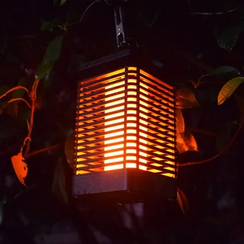 

2V 100MA Waterproof Solar Hanging Lamp Outdoor Hollow Square Garden LED Flame Light Dropshipping