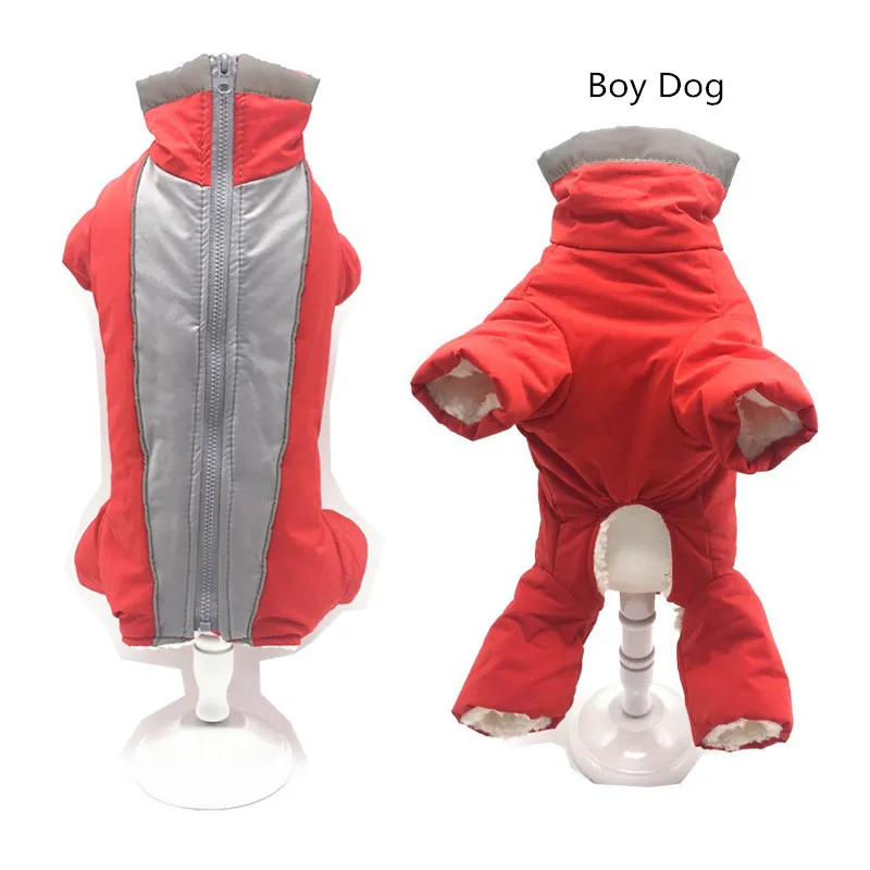 red for boy Зимняя водонепроницаемая одежда для собак, теплая Светоотражающая куртка для питомцев, толстое хлопковое пальто для маленьких собак, одежда для домашних животных для французского бульдога, щенка - Цвет: red for boy