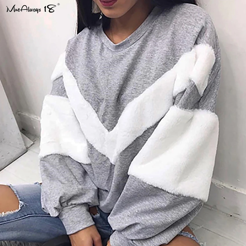 Mnealways18 черная свитшот с панелями Женский пуловер длинным рукавом Свитшот в стиле